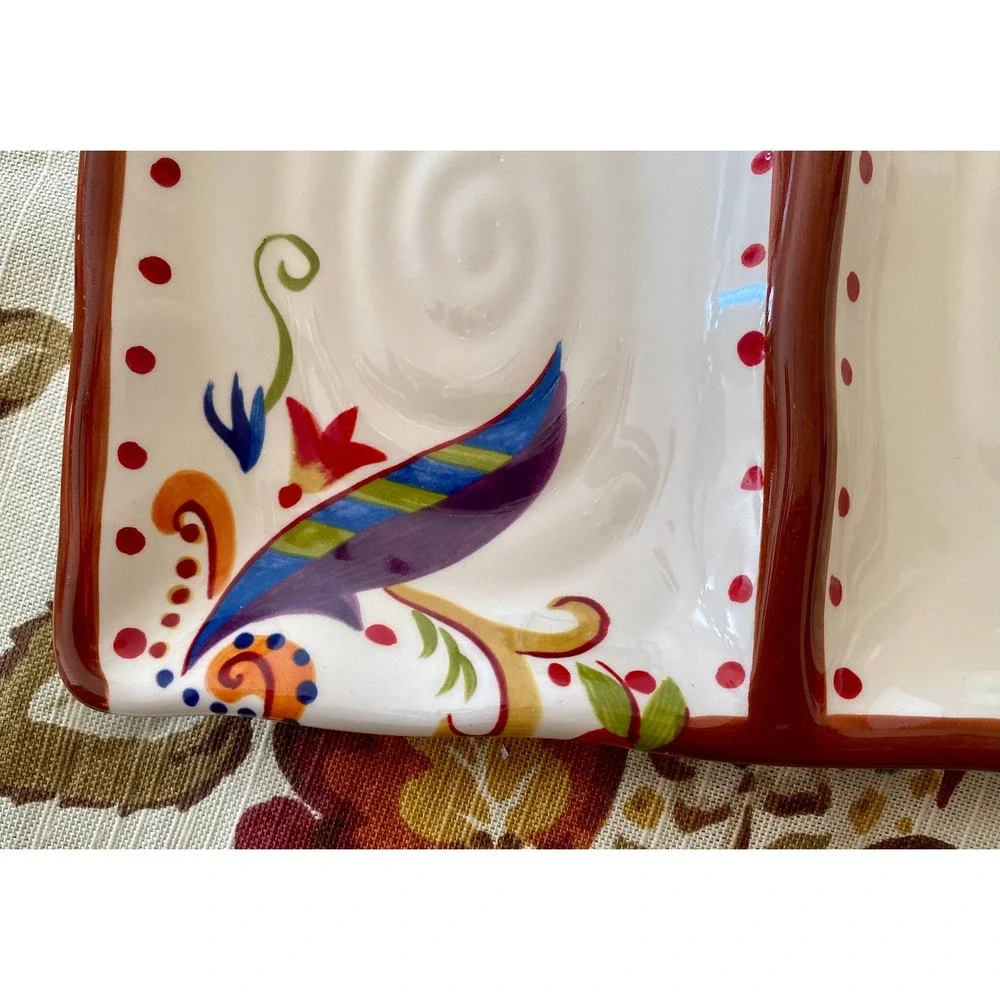 Lizette 3-Section Serving Tray: Tabletops Gallery Floral Palette‎
